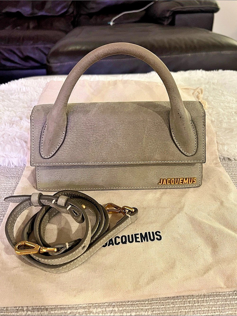 Jacquemus Le Chiquito Long Mini Shoulder Bag in Gray